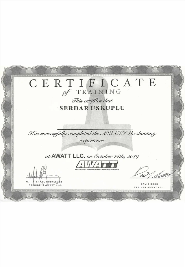 AWATT Certificate of Training
