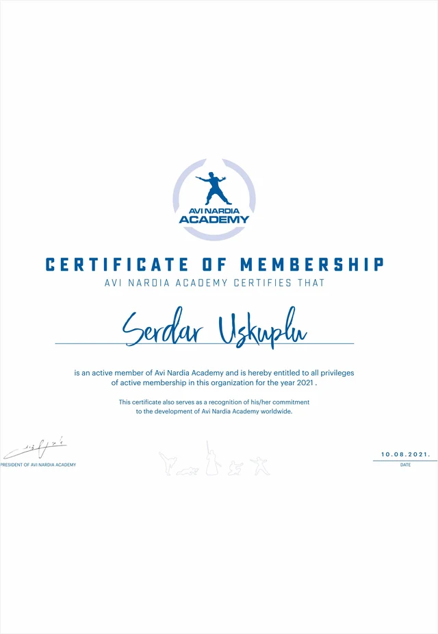 Avi Nardia Certificate of Membership